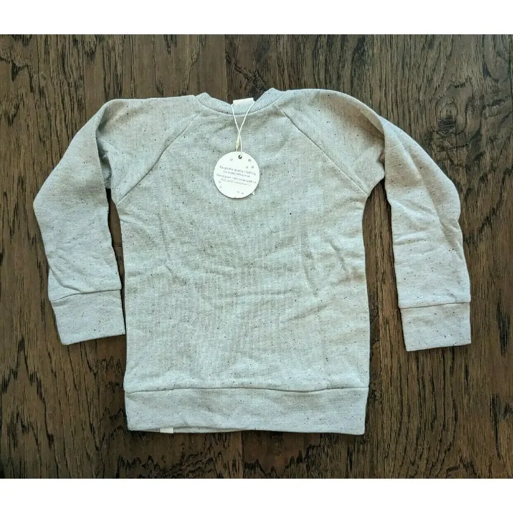 Lulu + Roo Heathered Sand Chevron Patch Crewneck Sweatshirt Size 2T NEW
